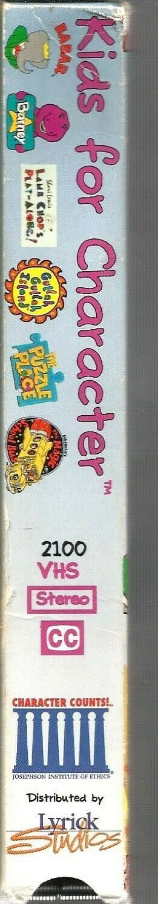 Kids for Character VHS 1996 Barney Babar Tom Selleck Lamb Chop Nick Jr Vintage 3