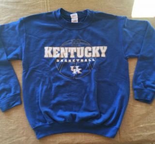University Of Kentucky Wildcats Uk Sweatshirt Small Basketball Blue Cotton