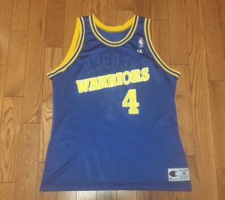 Vintage Champion Chris Webber Golden State Warriors Blue Jersey Sz 48