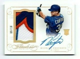 Michael Conforto 2016 Panini Flawless Gold Rookie Patch Auto 9/10 Rc Autograph