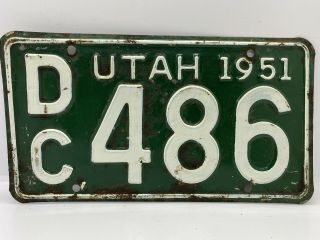 Old Rat Rod Barn Find Antique Automobile Vintage 1951 Utah License Plate Dc,  486