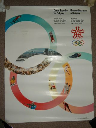 Vintage 1988 Calgary Winter Olympics Poster " Come Together In Calgary "