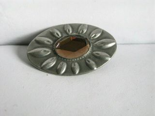 Vintage Arts & Crafts Pewter Ruskin Style Pin Brooch (30)