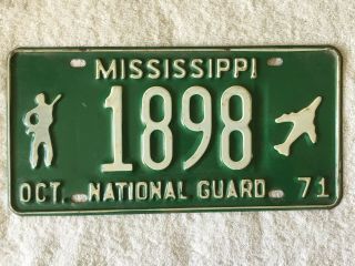 1971 Mississippi National Guard License Plate 1898,  Military,  Army,  Air