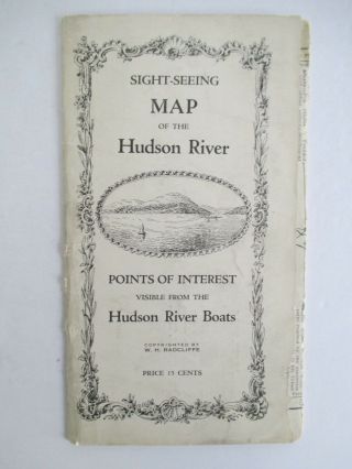 Vintage Sight - Seeing Map Of The Hudson River With Points Of Interest From Boats