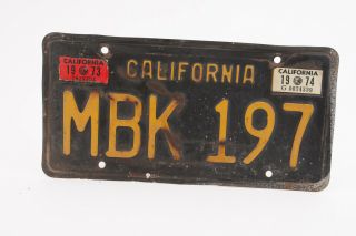 Mbk 197 1962 Black & Yellow California License Plate (b5l) 1973 1974 Tags