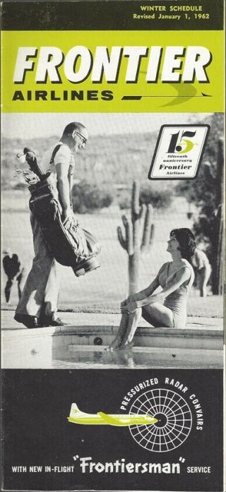 Frontier Airlines System Timetable 1/1/62 [9101]