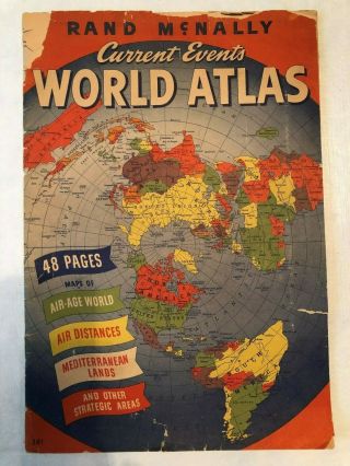 Vintage Rand Mcnally Current Events World Atlas 1943