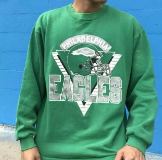Philadelphia Eagles 80s Vintage Light Green Sweatshirt Big Logo Xl 4p Dp