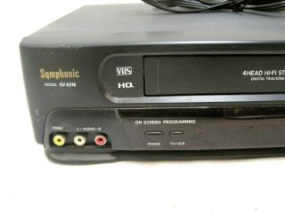 SYMPHONIC SV431E VCR VHS Player/Recorder With Universal Remote Great 3