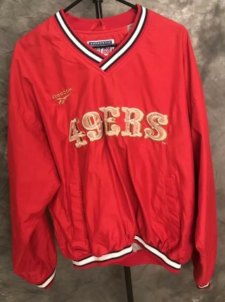 Reebok Pro Line San Francisco 49ers Niners Vintage Pullover Jacket Size L Large