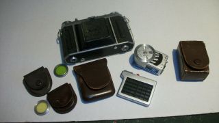 Kodak Retina Camera With Accessories In Small Leather Cases Made In Germany