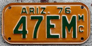 1976 Green On Tan Arizona Motorcycle License Plate In Great Shape