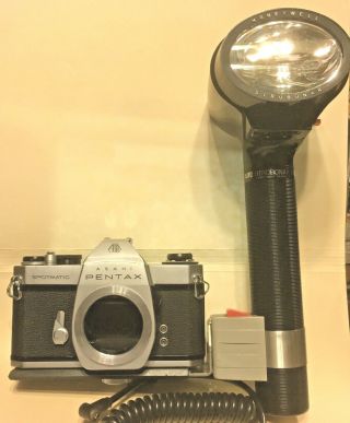 Asahi Pentax Sp Spotmatic 35mm Slr Film Camera And Flash Or Parts