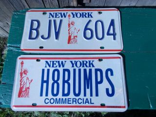 2 Vintage York " Statue Of Liberty " License Plates,  One Vanity - (hate Bumps)