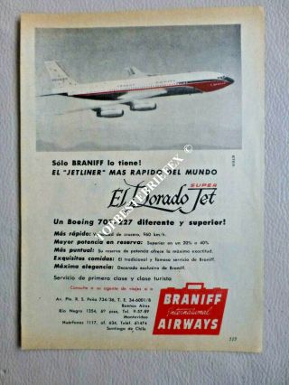 Braniff Airlines Ad Old Advertising From Argentine Rare B2