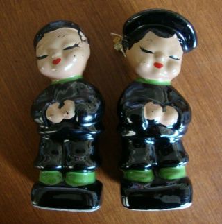 Set Of 2 Vintage Oriental Figurines Chinese Boy Girl 5 " Tall Porcelain Figures