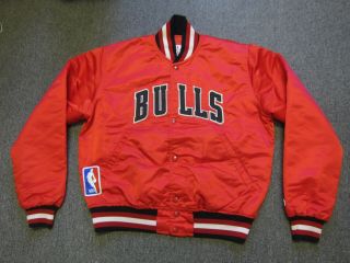 Vintage 80s 90s Starter Nba Chicago Bulls Nylon Satin Bomber Jacket Red Medium M