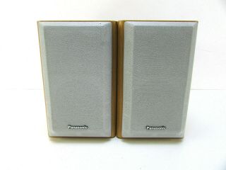 Vintage Panasonic Bookshelf Speakers Model Sb - Pm03 Oak Color Home Stereo Speaker