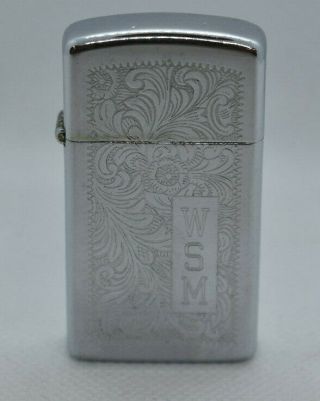 Vintage Zippo Lighter No.  1652 Slim Venetian Design Monogrammed Wsm