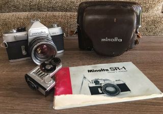 Minolta Sr - 1 Camera W/minolta Rokkor - Pf 55mm 1:1.  8 Lens & Sr Meter & Case