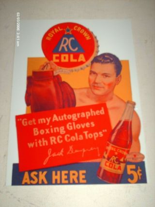 Vintage Jack Dempsey Metal Boxing Advertising Sign 8 X 6 Rc Cola Christmas Gift