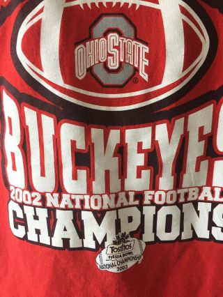 Ohio State Buckeyes 2002 National Champions T - Shirt Tostitos Bowl Xl 2