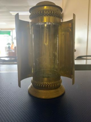 Rare Antique Bicycle Bike Lantern Lamp Brass Carbide Buggy Glass Search Light