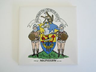 Vtg Macpherson Chief Arms Shield Funny Tile Trivet Comic Mid - Century Scottish