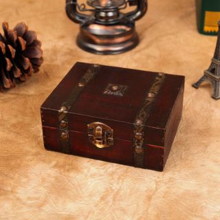 Trinket Jewelry Storage Box Vintage style Wooden Chest Treasure Case Holder 2