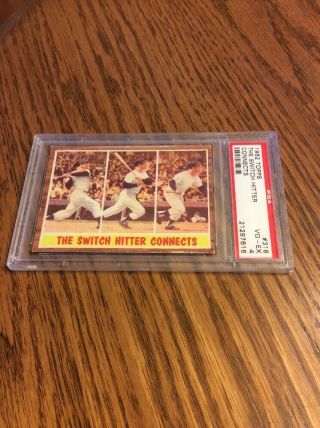1962 Topps 318 The Switch Hitter Connects Mickey Mantle Psa 4