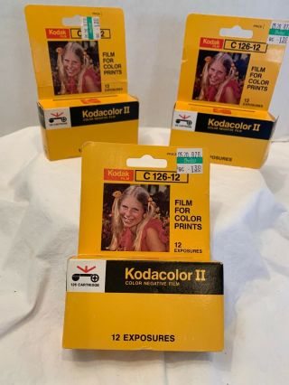 Kodak Kodacolor Ii Exp Color Neg Film C 126 - 12 Expired 1980 3 Rolls
