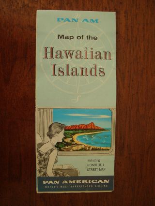 1960 Pan Am Pan American Airlines Hawaiian Islands Hawaii Hi Honolulu Street Map