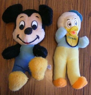 2 Vintage Plush Disney Mickey Mouse Donald Duck California Stuffed Toys Animals