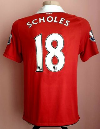 Manchester United 2010 - 2011 Home Football Nike Shirt 18 Scholes