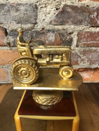 Vintage Tractor Pull Trophy 50s Homes Co Ohio Fair 1954 Metal Top Farmhouse 2