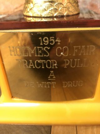 Vintage Tractor Pull Trophy 50s Homes Co Ohio Fair 1954 Metal Top Farmhouse 3