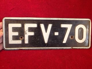 Vintage,  Efv - 70,  Old Embossed Metal Car License Plate Finland Finnish