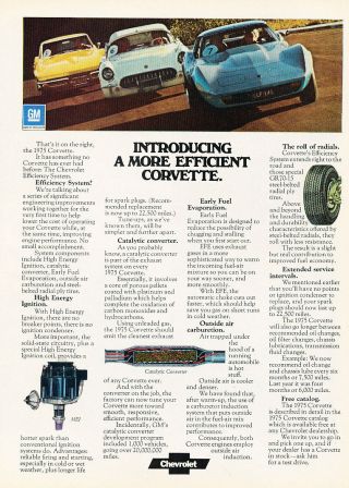 1975 Chevrolet Chevy Corvette 1953 1965 - Classic Vintage Advertisement Ad D160
