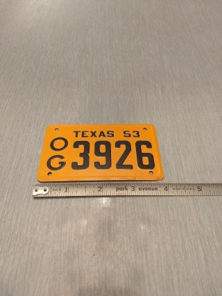 Vintage 1953 Texas General Mills Wheaties Cereal Bicycle License Plate