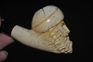 Carved Meerschaum Pipe Man Wearing Turban - Vintage - -