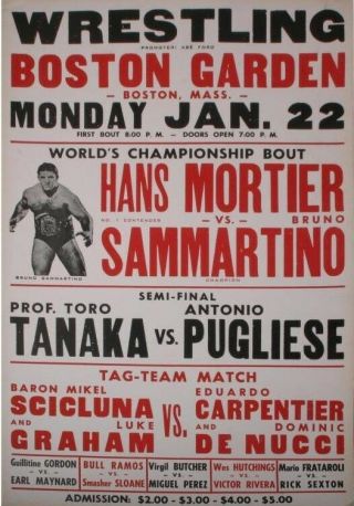 Bruno Sammartino Vs Hans Mortier 8x10 Poster Photo Wrestling Picture Wwf Tanaka