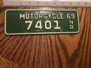 1969 North Dakota Motorcycle License Plate Vintage 7401 Antique Indian