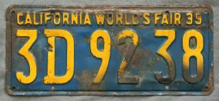 California.  1939.  License Plate.  World 