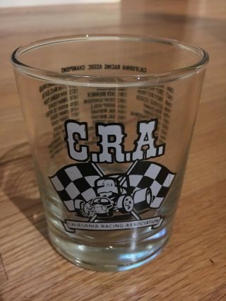 Vintage California Racing Assn Cra Glassware Set Of 6 Drinking Glasses