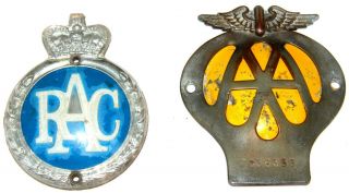 Vintage Rac & Aa Car Badges