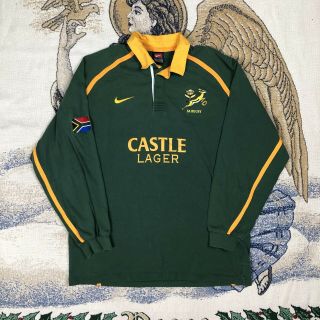 Vintage Nike Team Castle Lager Sa Rugby South Africa Polo Jersey Shirt Size L