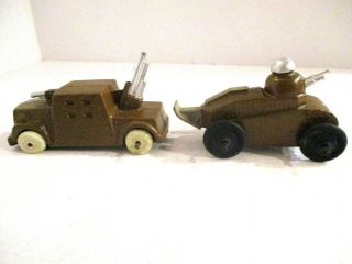 2 Vintage Manoil/barclay Style,  Lead,  Toy,  Military,  Vehicle 