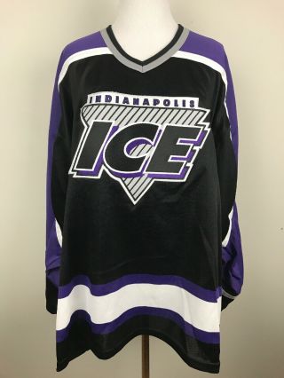 Vintage Indianapolis Ice Chl Minor League Hockey Jersey Mens L / Xl By Bauer
