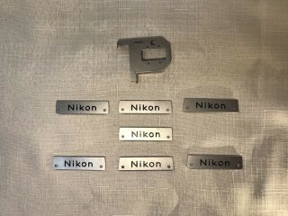 Nikon F F2 Camera Body Top Covers Finder Name Plates 8 Piece Set